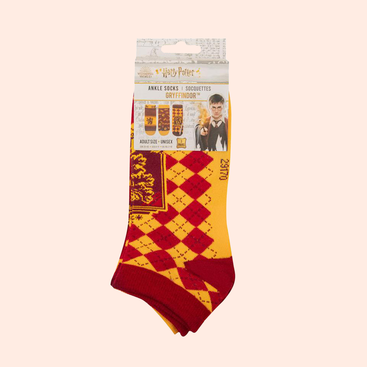 3 Paires de socquettes Gryffondor Harry Potter photo emballage
