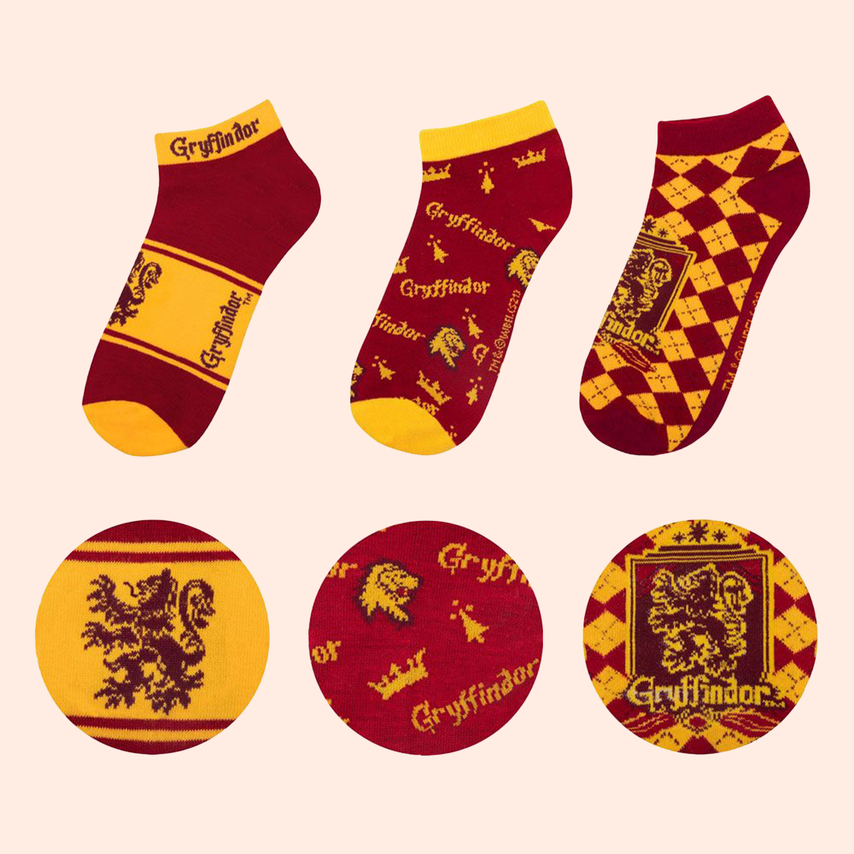 3 Paires de socquettes Gryffondor Harry Potter