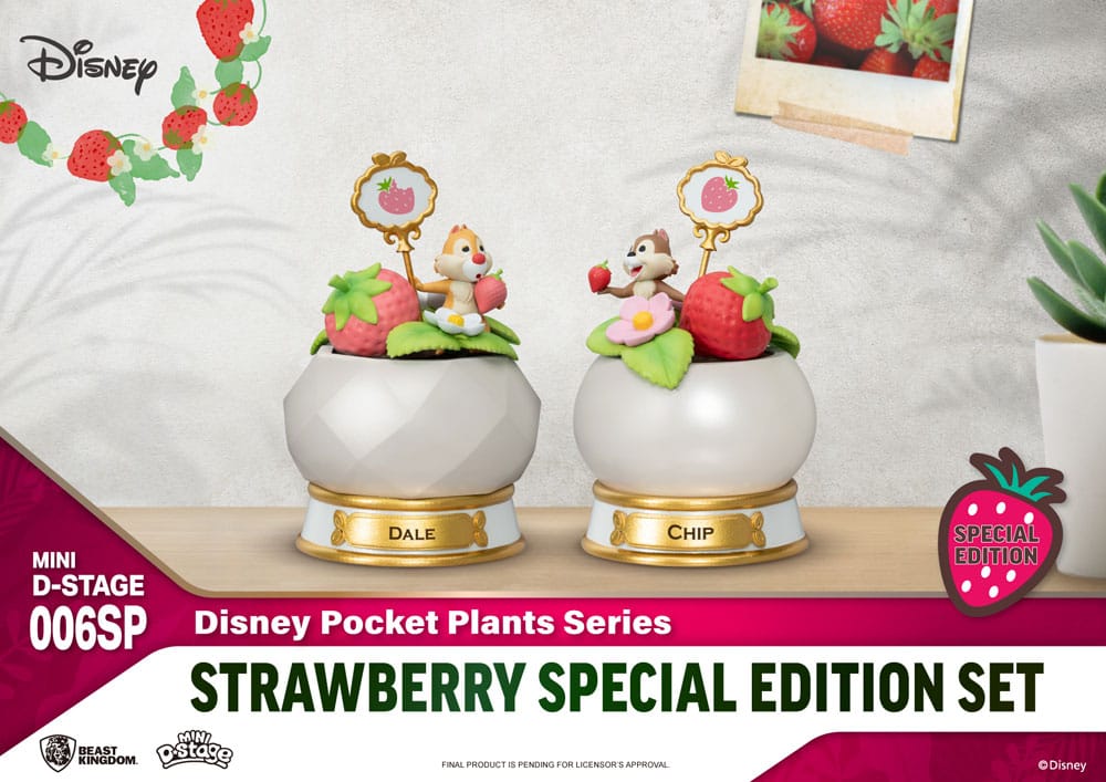Assortiment Disney Mini Diorama Stage Pocket Plants – Édition Spéciale Strawberry (2 Statuettes, 12 cm) face