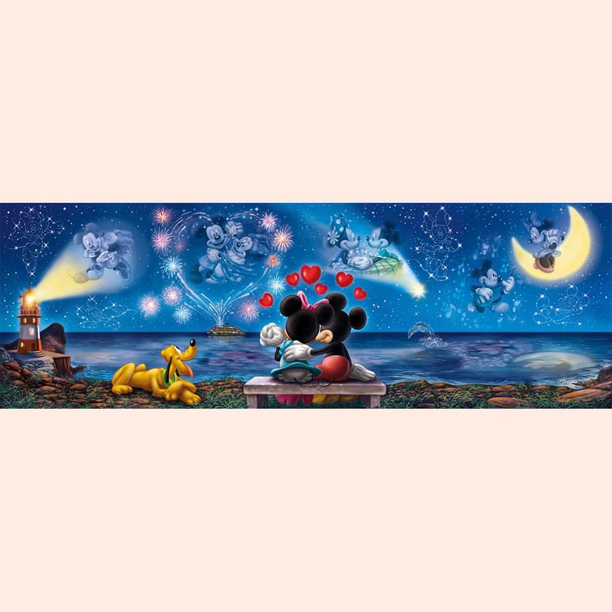 Disney Panorama puzzle Mickey & Minnie (1000 pièces) fond