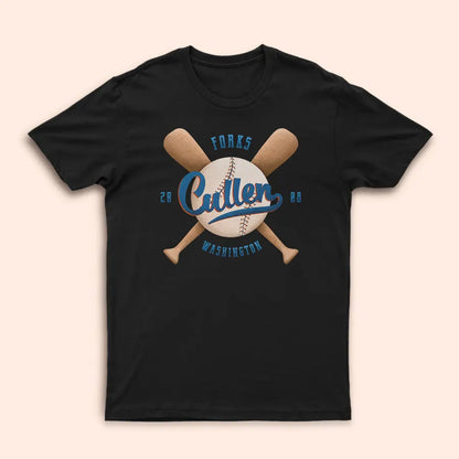 T-Shirt noir "Cullen Baseball Retro" (Twilight)